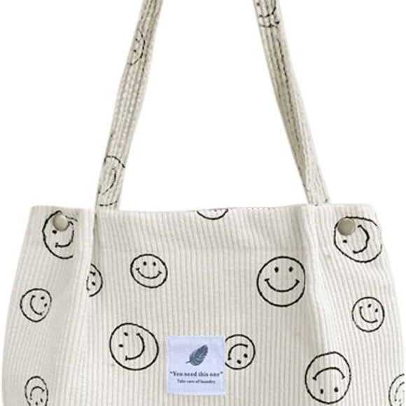 Corduroy Tote Bag Large Capacity Cute Stylish School Shoulder Bags for Girls - Picture 1 of 6